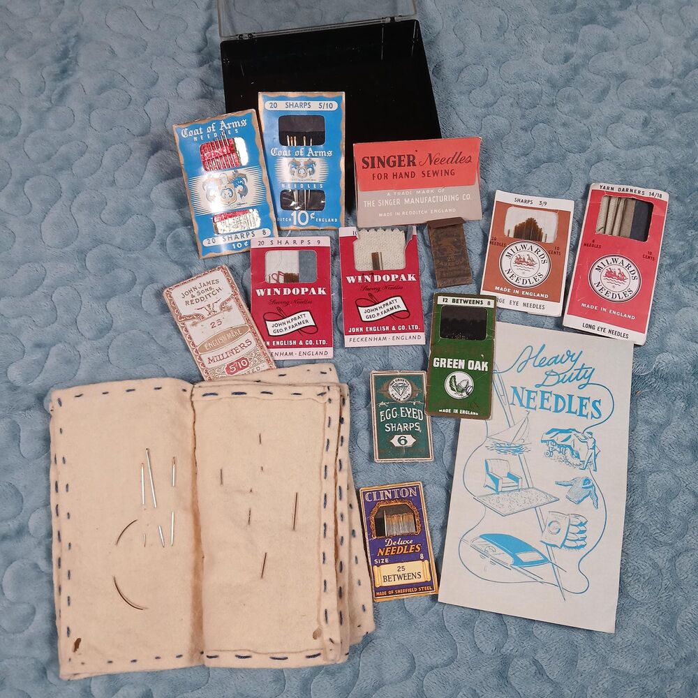 Vintage Sewing Needles Lot – Singer, Milward, Globe, Crown, Felt Holder, Booklet